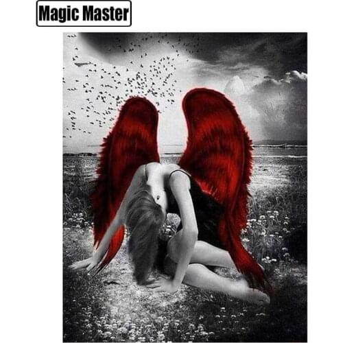 5d Diy Diamond Painting Full Square Rhinestones Cross Stitch Embroidery Kit Fallen Angel Mosaic Needlework Decoration