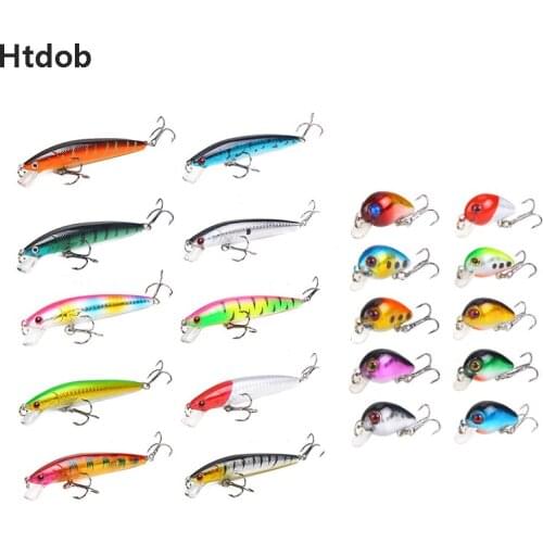 Htdob 20pcs/lot Fishing Lure Set 2 Models 20 Color Mixed Minnow Lure Crank Bait Fishing Tackle Bass Baits Crankbaits Pesca