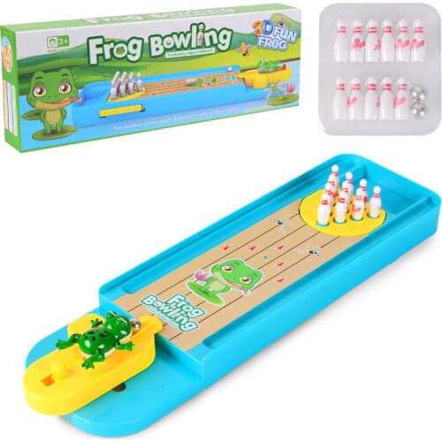 Kids Desktop Game Toys Mini Frog Desktop Bowling Toy Set Fun Platform Bowling Indoor Parent-Child Interactive Table Sports Games