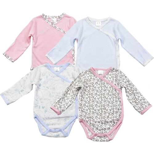 New Newborn Rompers Baby girls Clothes Baby boy Bodysuits Long Sleeve Side-Snap cotton Spring Autumn baby jumpsuit