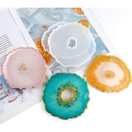 Wholesale Glass Coaster Resin Epoxy Mold Tea Coaster Resin Molds Silicone Wine Glass Coasters Epoxy Mould for Family Gathering