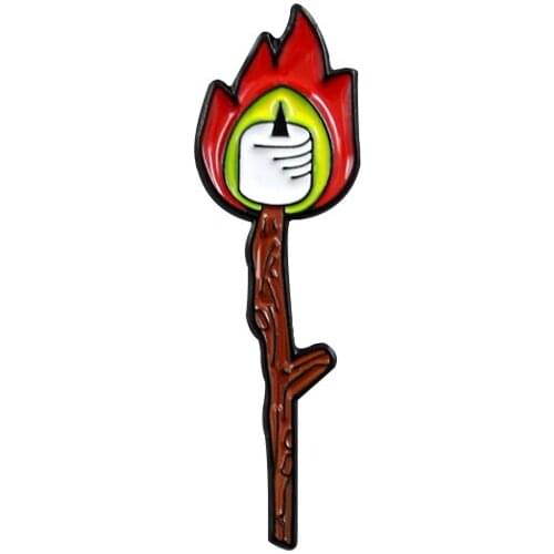 Matchstick Metal Enamel Brooch Cute Cartoon Torch Flame Badge Pin Unique Trendy Costume Backpack Hat Jewelry Accessories Gift