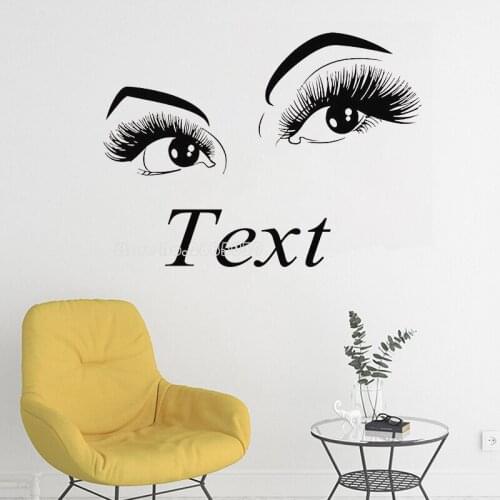 Personalized Custom Text Vinyl Wall Decal Eyelashes Window Sticker Beauty Salon Interior Lashes Eyebrows Wall Decor Decals LL306