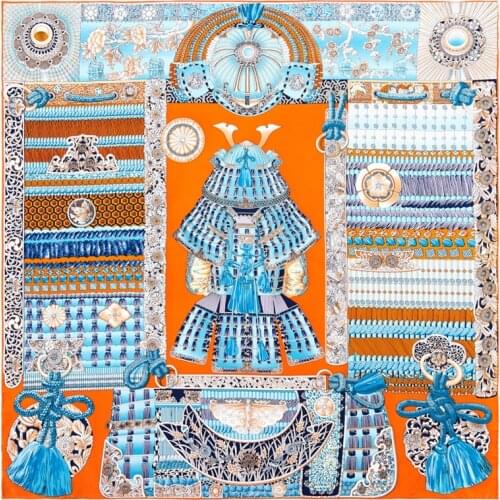 POBING Manual Hand Rolled Twill Silk Scarf Women Palace Tassel Square Scarves Echarpes Foulards Femme Wrap Bandana Hijab 90CM