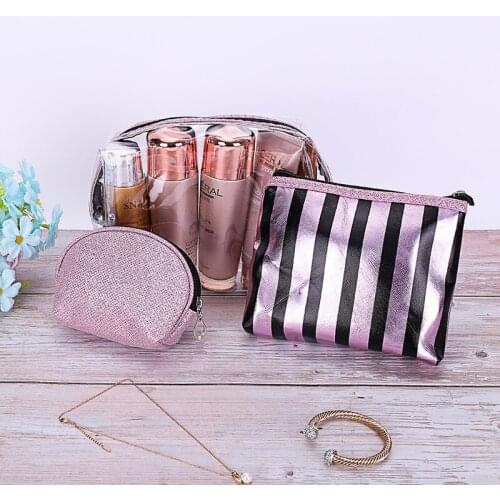 Striped Makeup Bags Women Travel Cosmetic Bag Soft Toiletry Bag Multifunction Organizer Handbag Female Waterproof Beauty Pouch