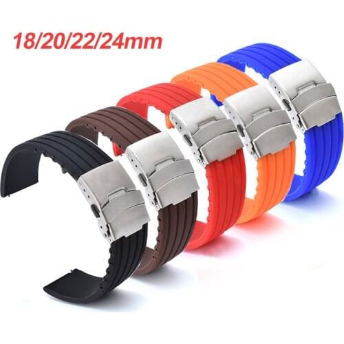18mm 20mm 22mm 24mm Silicone Strap for Huawei Watch GT 2 Samsung Galaxy 42/46mm S3 Active 2 Sport Waterproof Bracelet Watchband