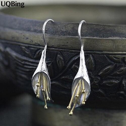 Fashion Craft 925 Silver Drop Earrings Flower Silver Earrings Jewelry Wholesale Free Shipping