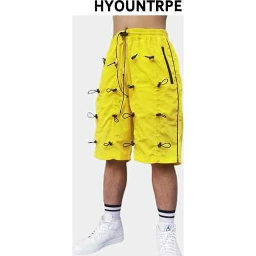 High Street Decoration Loose Shorts Elastic Waist Pants Fashion Hip Hop Half Pants Mens Summer Casual Sportswear Pant Joggers