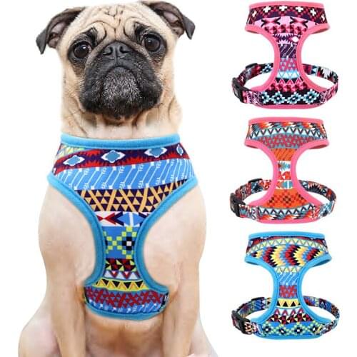 Cute Printed Mesh Nylon Dog Harness Puppy Cat Harness Vest For Small Medium Dogs Cats French Bulldog Pug Chihuahua Pet Products
