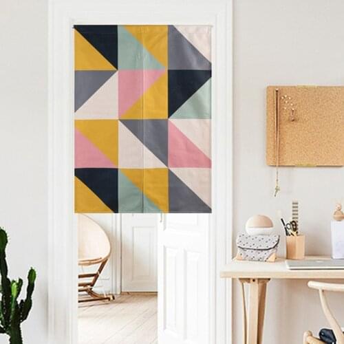 Nordic Watercolor Abstract Art Kitchen Curtains for Living Room Kids Modern Chic Pigeon Trees Curtain Japanese Noren