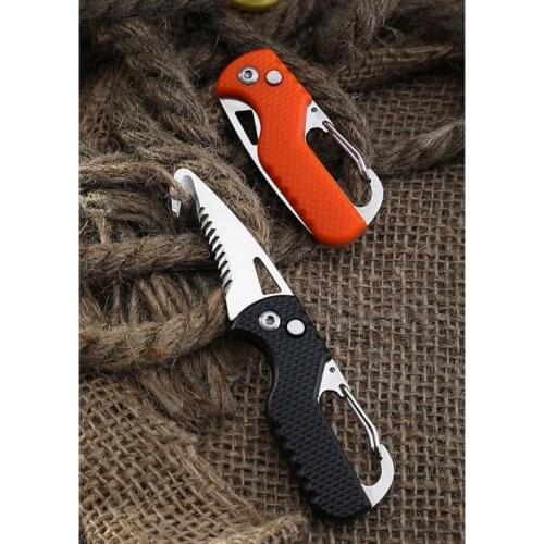 2021 New Folding Knife with Keychain Serrated Hook ,Pocket Hunting Knife,Survival Knife
