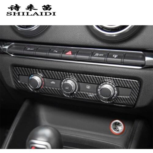 Car Styling Carbon Fiber Central Air Conditioning Knob Decoration Covers Stickers Trim For Audi A3 8V interior Auto Accessories