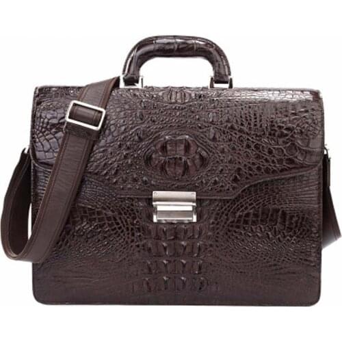 Xiangdongdong men crocodile business men briefcase large capacity One shoulder worn handbag Genuine leather Laptop