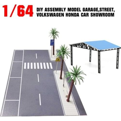 1/64 DIY assembly model Garage,street,Volkswagen Honda car showroom