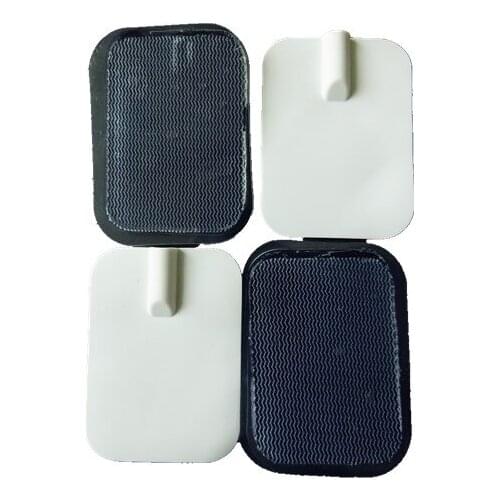 1pair Electrode Patches Self-Adhesive With Pin Hole Silicone Conductive Pads For TENS Acupuncture Body Massager 6*4.5cm