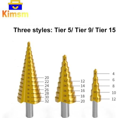 1PC 4-12 4-20 4-32mm Pagoda Drills HSS Titanium/Co Coated Pagoda Shape Step Drill Bit Spiral /Straight Groove Hole Cutter Tools
