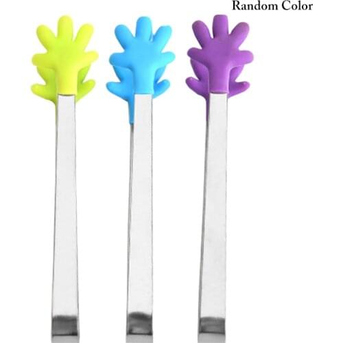 1Pcs Mini Food Clip Stainless Steel Creative Palm Shape Kitchen Cooking Salad Serving BBQ Tongs Food Grade Silicone Tong Tools