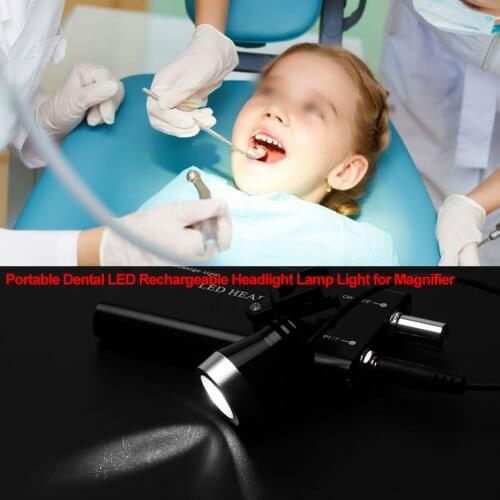 1pc 110-240V Portable Dental LED Rechargeable Headlight Lamp Light for Magnifier EU Plug Black