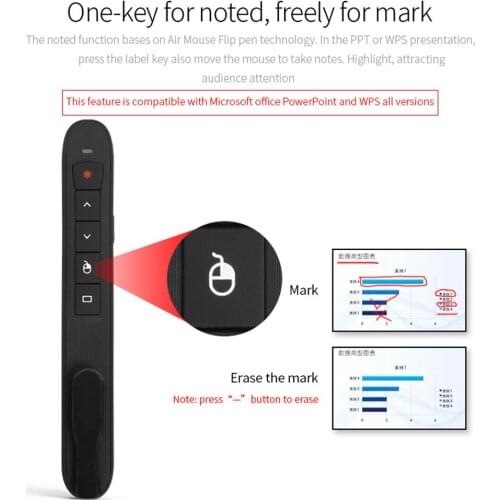 2.4GHz Wireless Air Mouse Flip Pen Laser Pointer 6 Gxes Gyroscope Presenter for PPT Presentation