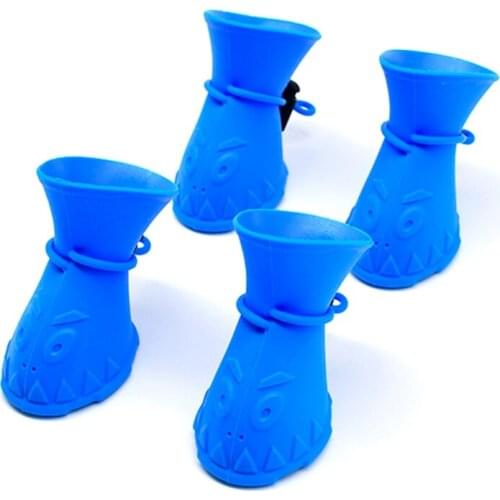 4pcs Fashion Cute Pet Shoes Dog Cat Shoes Non-slip Wear-resistant Waterproof Rainproof one Size