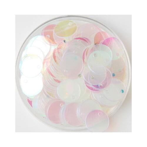 50g 8mm Transparent White AB Flat Round Sequins For Craft PVC DIY Garment Sewing Wedding Accessories With 1 Side Hole Confetti