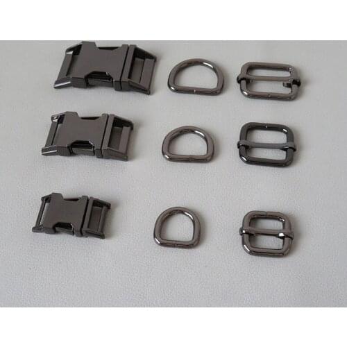 50Sets/Lot Metal D Ring Belt Straps Buckle Loop Clasps For Bag Dog Collar Paracord Hook Adjuster Slider Harness Hardware