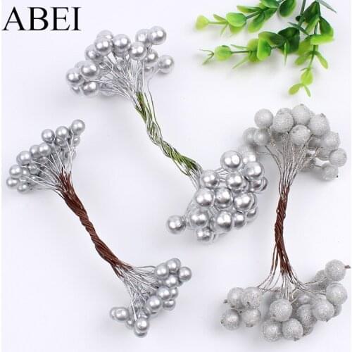 8/10/15mm Wholesale 200pcs Double Heads Fake Cherry Artificial Flower Stamen Berries DIY Wreath Garland floral craft