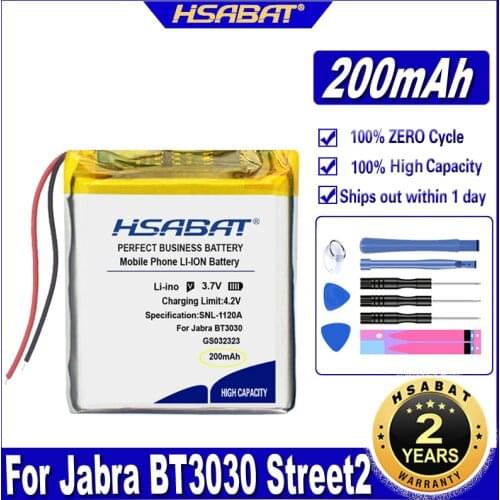HSABAT AHB392128 200mAh Battery for Jabra BT3030 Street2 headset Log itech Wireless Headset Batteries