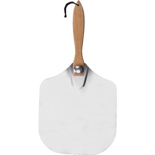 Aluminum Metal Pizza Peel with Folding Oak Wood Handle Easy Storage Large Pizza Paddle for Baking Pizza 14X12 Inch