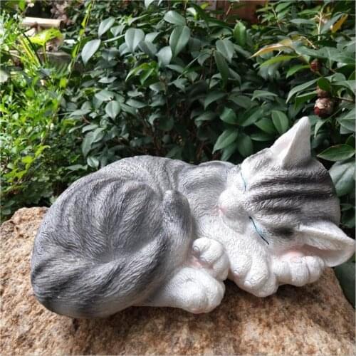 American Cute Sleeping Cat Resin Statue Crafts Outdoor Courtyard Sculpture Ornaments House Garden Lawn Accessories Decoration