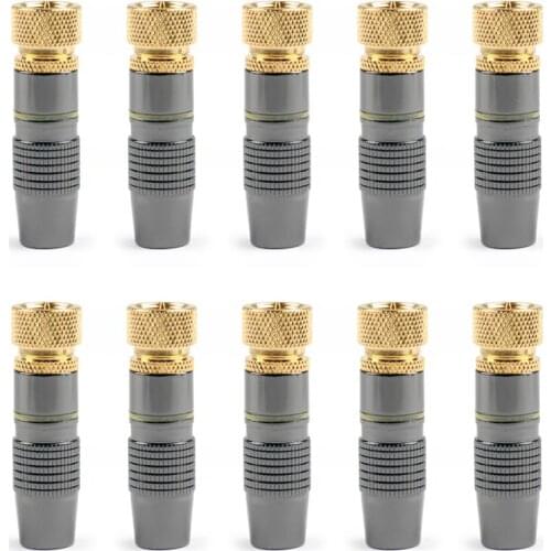 Areyourshop 10Pcs For TV Satellite Aerial F Connector Solder Plug Assembly Male RF Coaxial Cable