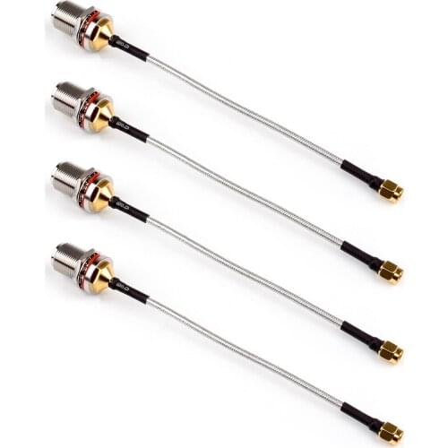 Artudatech 4Pcs N Female Jack Bulkhead to SMA Male RF Pigtail Semi-Flexible Cable RG402 15cm Connector Parts