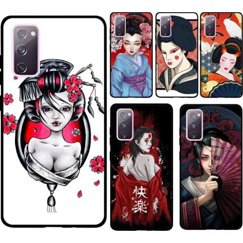 Japanese traditional Geisha Soft Case For Samsung Galaxy S21 Ultra S20 FE Note 20 Note 10 Plus S8 S9 S10 Phone Cover