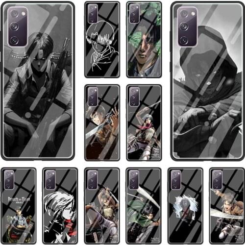 Phone Case For Samsung Galaxy S20 FE S10 Plus S21 Ultra S9 S8 S10e Lite Glass Back Cover Funda Attack On Titan Levi Ackerman