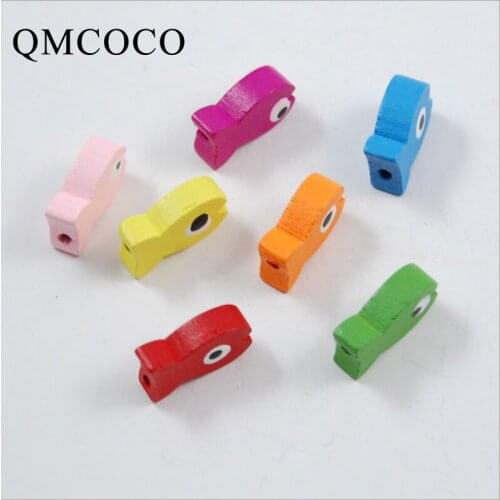 50Pcs Korean Style Colored Wooden Fishs Wood Chip Childrens Handmade Beaded Environmentally Jewelry Baby Toys Accessories