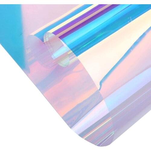 Holographic Iridescent Window Film Colorful Glass Stickers Adhesive Stained Glass Vinyl Anti UV Rainbow Effect Tint for Home