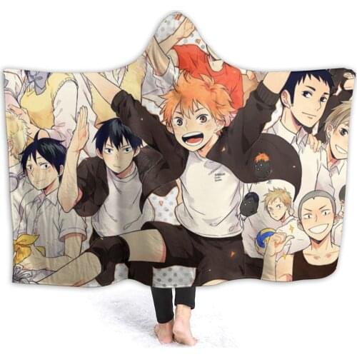 Haikyuu Hooded Blanket 3D full print Wearable Blanket Adults Kids style
