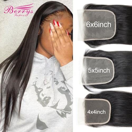 HD 6x6 Lace Closure Brazilian Straight Virgin Hair 4x4 5x5 Transparent Lace Closure Prepluncked Closure Unprocessed Extensions