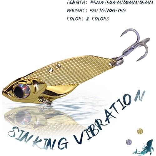 KoKossi 1PCS 5G/7G/10G/15G Sinking Vibration Fishing Lure Artificial Hard Bait VIB Wobbler Baits 3D Eyes Baits Fishing Tackle