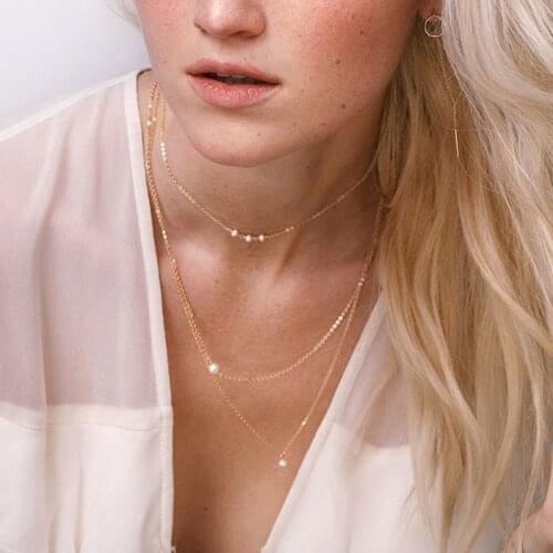 Set of 3 Natural Pearl Layered Necklace Handmade Gold Filled Choker Pendants Collier Femme Kolye Jewelry Women Necklace