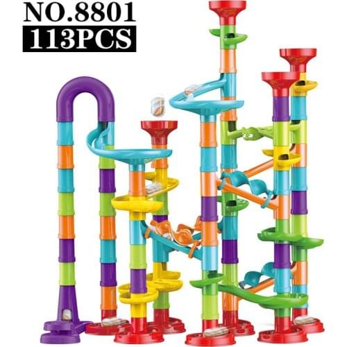 1set DIY Track Pipe Building Blocks Toys For Children Ball Circuit Marble Race Run Maze Balls Educational Toys Duploe Blocks