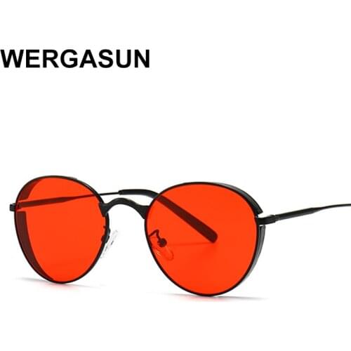 WERGASUN Retro Punk Style Round Sunglasses Men Women Brand Designer Round Metal Frame High Quality Sun Glasses UV400