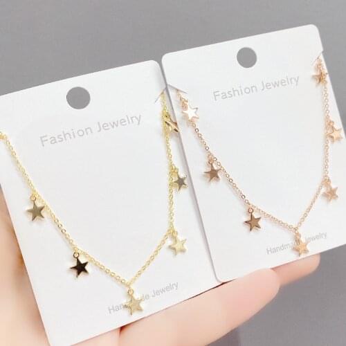 Hot Trendy Simple Sweet Multiple Stars Pendant Necklace For Women Shiny Zircon Temperament Elegant Jewelry Gifts Clavicle Chain