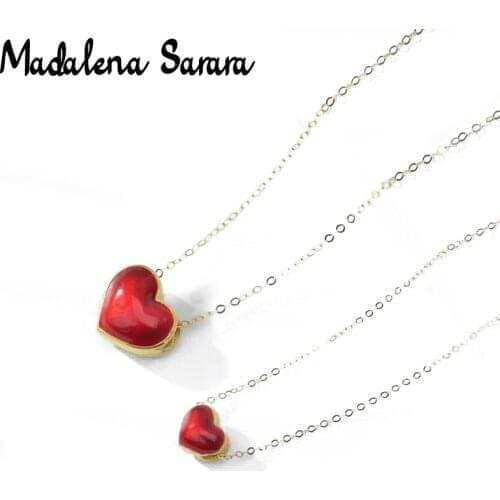 MADALENA SARARA Pure Gold Heart Pendant 24k Pure Gold Chain Necklace Small Clavicle Chain Necklace