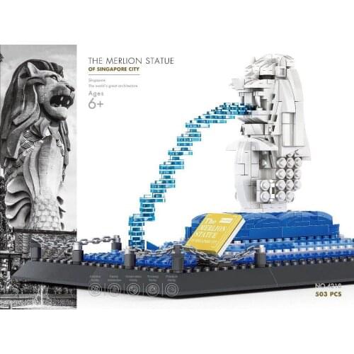 Wange 4218 Series The Merlion Model Building Blocks Set Classic Singapore Architecture MOC Toys
