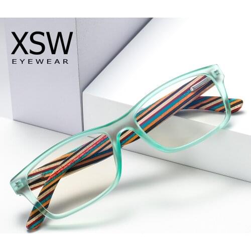 XSW Anti-blue Light Progressive Multifocal Wooden Reading Glasses Women&Men Classic Oversize Frame Presbyopic Glasses L1002