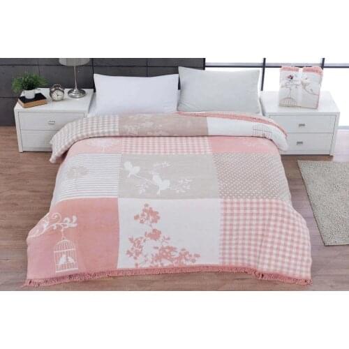 Comfort Cotton Blanket Rene Single & Double Pink Patterned Cotton & Acrylic & Polyester 150*200 cm 180*220 cm All Purpose Cover