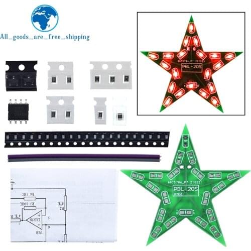Students Training DIY Kit Five-Pointed Star Breathing Light Gradient LED Light for Christmas Soldering Training Red Green Blue