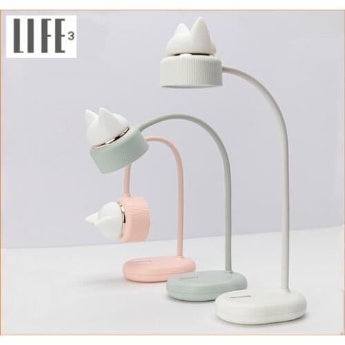 3Life Cat LED Desk Lamp USB Charging Folding Light 3 Gear Adjustable Cat Reading Night Light Flexible Table Lamp