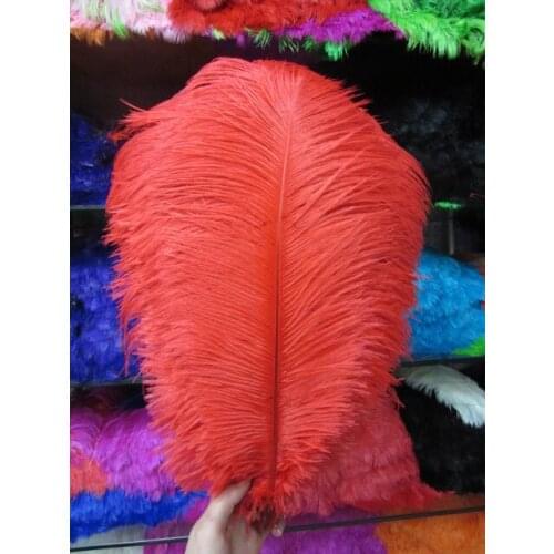 Hard rod natural 50pcs/lot red Ostrich Feathers 45-50cm /18"-20" Wedding Birthday Christmas Decorations Free Shipping